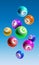 Floating Colorful Lottery Bingo Balls From 1 to 9