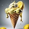 Floating delicious lemon gelato ice cream cone is a summery treat that is both refreshing and satisfying