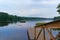 Floating dock and floats on lake