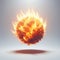 a floating fantasy flaming ball of fire. flames. embers. magical fiery glowing circle. isolated on a white background.