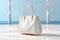 Floating fashion Creative 3D render showcases a white bags elegance