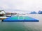 Floating football pitch surrounded by water opens at the island of Panyee, Thailand