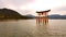 Floating gate of Itsukushima Shrine in Miyajima Island, Hiroshima, Japan