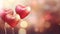 Floating Heart Balloons with Blurry Bokeh Background, Birthday and Valentine Background, Ai generative