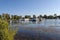 Floating homes on Horseshoe pond in Presque Isle State Park on the pennisula on Lake Erie