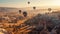 Floating Hot Air Balloon Over Beautiful Cappadocia, Turkey - Generative AI