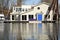 A floating house with a blue door, Portland OR.