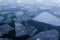 Floating ice floes on water - iced winter background