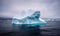 Floating iceberg creates stunning backdrop for Arctic landscape Creating using generative AI tools