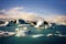 Floating Icebergs on Jokulsarlon Glacial Lagoon on the South Coast of Iceland