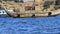 Floating islanda and boats on lake titicaca bolivia