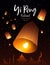 Floating lantern vector, Loy Krathong and Yi Peng Festival in thailand banner
