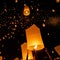 Floating lanterns during Yi Peng Festival