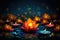 Floating Lit Candles Illuminate Calm Water at Twilight, Happy Diwali festival of lights background with diya and flowers, AI