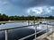 Floating metal dock in a marina in Florida