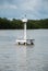 Floating navigational buoy on sea