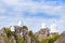 Floating pagoda on peak of mountain at Wat Chaloem Phra Kiat Phra Bat Pupha Daeng temple in Chae Hom district, Lampang, Thailand