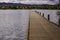 The floating pier extending out into Willow Lake in Prescott, Arizona, USA