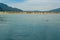 Floating Piers on lake Iseo seen from Montisola