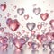 Floating pink and clear crystal hearts