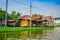 Floating poor wooden house at the riverside on the Chao Phraya river. Thailand, Bangkok