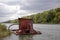 Floating pump station on the river