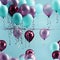 Floating purple and blue balloons on a turquoise background (tiled)