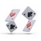 Floating realistic playing cards. Winning combination, set of aces of different suits