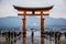 Floating red gate shrine in Miyjajima in Hirosima prefecture, Japan