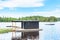 Floating sauna in a lake