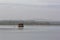 Floating sauna on the morning lake