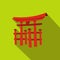 Floating Torii gate, Japan icon, flat style