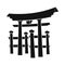 Floating Torii gate, Japan icon, simple style