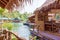 Floating tourist huts on the river Kwai, Thailand.