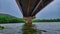 Floating underneath the us highway 23 bridge on the Wisconsin river near Spring Green