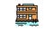 floating on water residence house color icon animation