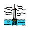 floating wind turbine color icon vector illustration