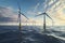 Floating wind turbines installed in sea