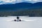 Floatplane landing remote taiga lake in Yukon T