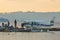 Floatplane at a pier in Lake Rotorua, New Zealand