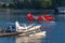 Floatplanes docked at Vancouver Harbour Flight Centre Seaplane Terminal