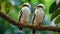 Flock of Birds Perching on Tree Branch in Wildlife Ecosystem generated by AI tool