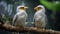 Flock of Birds Perching on Tree Branch in Wildlife Ecosystem generated by AI tool
