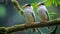 Flock of Birds Perching on Tree Branch in Wildlife Ecosystem generated by AI tool