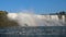 Flock of Ducks Flying near the water. Niagara Falls. Canada.