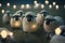 Flock of Funny Fluffy Little Sheep: A Cute Sheep Herd Image