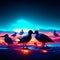 A flock of seagulls on a background of the night sky AI Generated