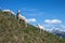 Flock of sheep high in the mountains