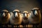 Flock of sheep staring in the same direction. Portrait style.