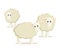 Flock of three sheep. Flat vector illustration, isolated on white background.